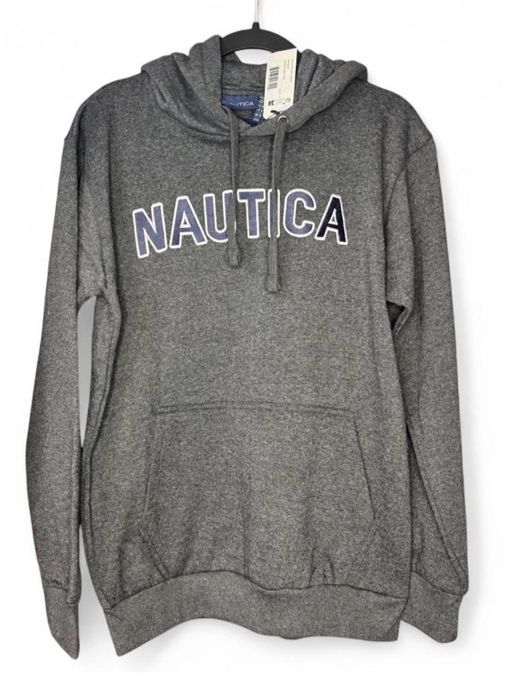 Nautica Men's Charcoal Gray Hooded Zip Sweater with Logo